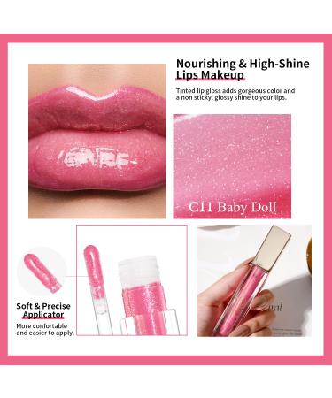 Oulac Hydrating Lip Gloss | Mirror Finish, Moisturizing & Reduce Fine Lines Lip Oil | Non Sticky | Baby Doll (C11) - 4.5ml/0.15fl.oz - Buy Online on GoSupps.com