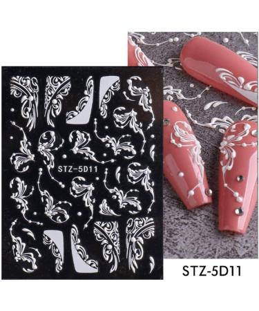 Flower Nail Stickers 5D Lace Engraved Nail Decal Self Adhesive Carving DIY Nail Art Style 3 Nail ornament - Buy Online on GoSupps.com