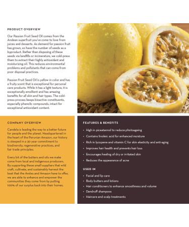 Buy 4.5kg Organic Passion Fruit Seed Oil - 100% Pure Cold-Pressed Maracuja Oil | Natural & Raw | Candela Peru - Worldwide Shipping - Buy Online on GoSupps.com
