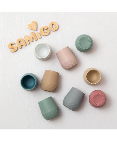 SAMiGO Silicone Baby Cups for 6-12 Months Infants - Set of 2 Tiny Open Training Cups for Baby Led Weaning - Serene - Buy Online on GoSupps.com