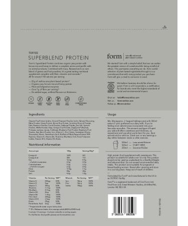 Form Superblend Vegan Protein Powder with Superfoods - 20g Plant Based Protein (Toffee) 520g - Buy Online on GoSupps.com