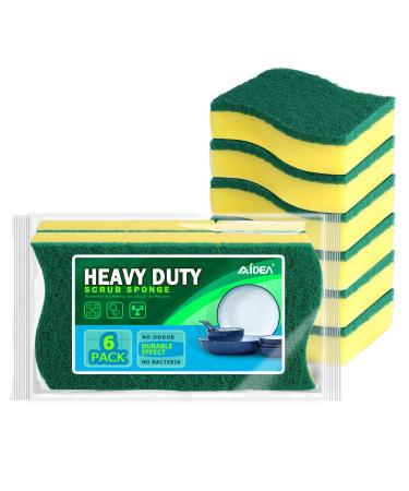 AIDEA Heavy Duty Scrub Sponge-12Count, Cleaning Scrub Sponge, Stink Free Sponge, Effortless Cleaning Eco Scrub Pads for Dishes,Pots,Pans All at Once,Size: 4.3