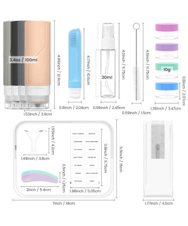 100ml x 4 Silicone Travel Bottles Set - Portable Shampoo & Lotion Containers for Travel - 17 Piece Toiletry Set - Buy Online on GoSupps.com