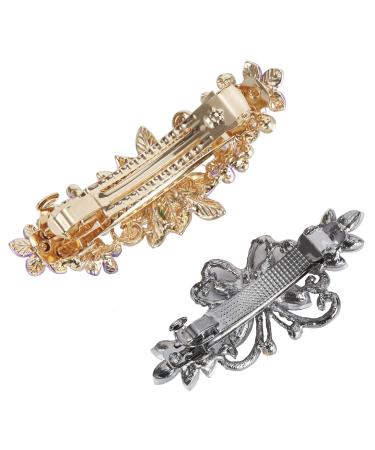 4 Pack Floral Butterfly Rhinestone Hair Clips - Sparkly Gems Metal Snap Barrettes for Women and Girls - Buy Online on GoSupps.com