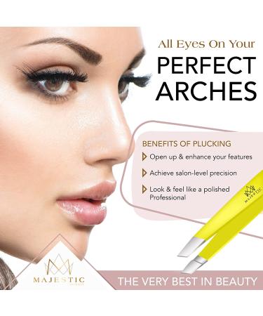 Majestic Bombay Yellow Fine Point & Slant Tweezers Set for Precision Hair Removal â€“ Stainless Steel, Ideal for Splinters, Ticks, & Brow Grooming - Buy Online on GoSupps.com