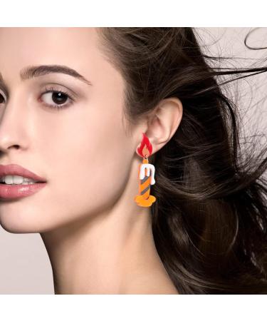 HOMSFOU 2 Pairs flame earrings orange earrings Candlestick Drop Earrings Candle Pendant Earring drop earrings Assorted Colorx5pcs 4x2.2CMx5pcs - Buy Online on GoSupps.com