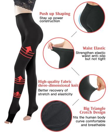 Buy Bemobo Medical Compression Tights for Men & Women - 20-30 mmHg Opaque & High Waist - Open Toe - 2 Pack Black XXX Large - International Shipping Available - Buy Online on GoSupps.com