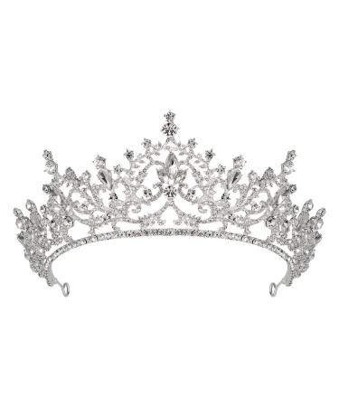 SWEETV Tiara Crown for Women Girls  Wedding Tiara for Bride  Silver Crystal Princess Crown  Bridal Hair Accessories for Birthday Quinceanera Pageant Prom Halloween Cosplay