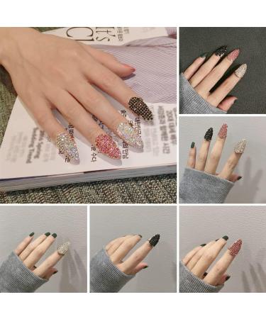 Trendy Glitzer Crystal Fingertip Rings for Women - Colorful Sparkling Open Nail Accessories for Party & Dress Events - Buy Online on GoSupps.com
