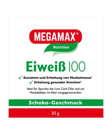 Megamax protein chocolate 30 g powder |Molken protein + milk protein for muscle building diaet |2K protein ideal for baking |Highly dosed low carb protein |Aspartam -free protein with amino acid chocolate 30 g (1 Pack)