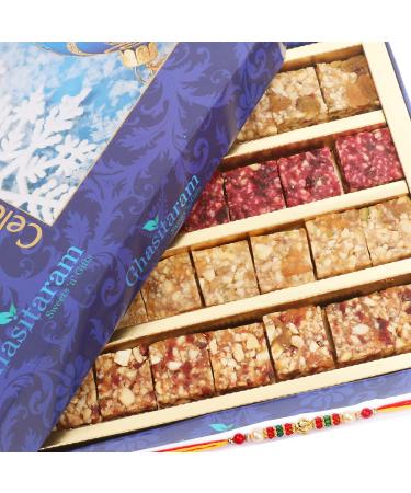 Ghasitaram Gifts Rakhi Gifts for Brothers Rakhi Gifts Natural Fruit Assorted Sugarfree Sweets 400 GMS with Beads Rakhi