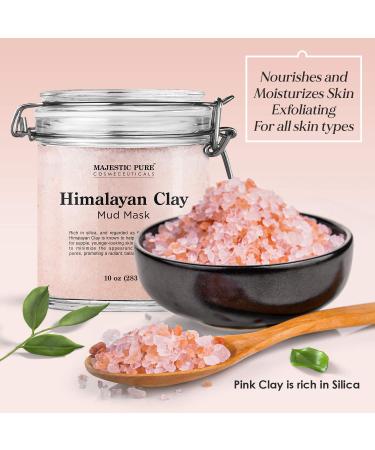 MAJESTIC PURE Himalayan Clay Mud Mask - Exfoliating Face and Body Mask for Acne, Pores Reduction - 10 oz - Buy Online on GoSupps.com