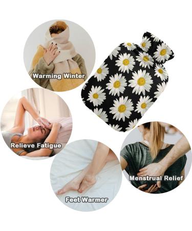 NAANLE Hot Water Bottle with Cover White Daisy 2L for Menstrual Cramps Pain Relief & Heat Therapy | International Shipping - Buy Online on GoSupps.com