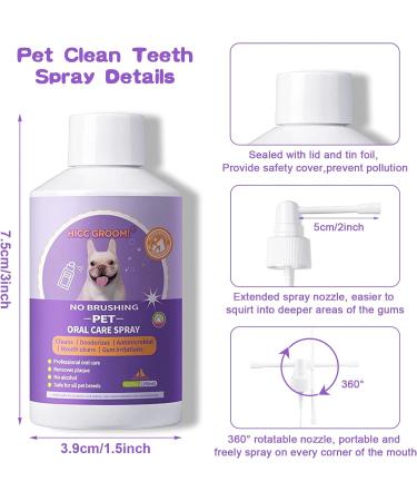 BOZILY HICC Groom! Pet Clean Teeth Spray + Finger Brush | Dental Care Spray for Dogs & Cats | Targets Tartar & Plaque | Eliminates Bad Breath | 50ml (2Pcs) - Buy Online on GoSupps.com