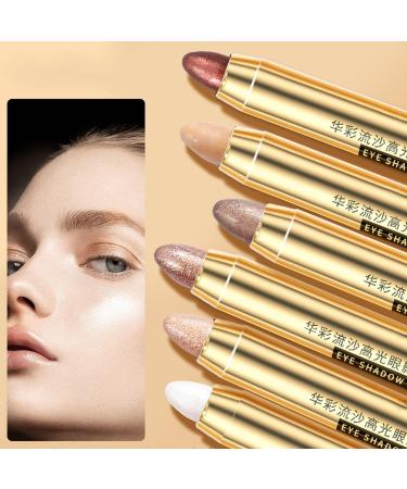 Eyeshadow Stick and Sponge Makeup Brush Smooth Cream Shimmer Eyeshadow Pencil Waterproof Eyeshadow Highlighter Stick Makeup Highlights (07) - Buy Online on GoSupps.com