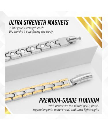 Magnetrx Titan Magnetic Therapy Necklace - Natural Pain Relief for Back Shoulder Headaches & Migraines - 19.25 Inch Silver & Gold Design - Buy Online on GoSupps.com