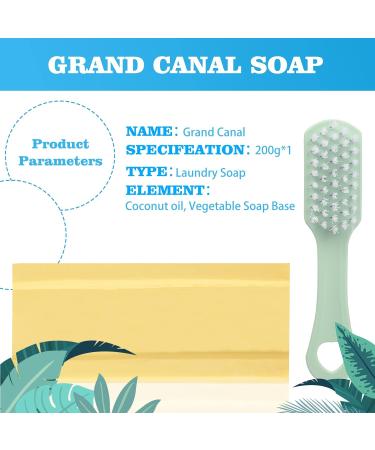 Grand Canal Old Laundry Soap Bar & Brush Set - Powerful Stain Remover & Whitener for All Clothing - Long-Lasting Fragrance - Hand Wash Clothes - 1PCS - Buy Online on GoSupps.com