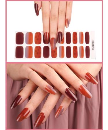 Kalolary 20PCS Nail Gel Polish Strips Full Wraps Nail Polish Stickers Cured Gel Nail Strips Self-Adhesive Gel Nail Wrap Stickers Decals with Nail File and Stick(UV/LED Lamp Required) (NJTZ-NG200266) - Buy Online on GoSupps.com