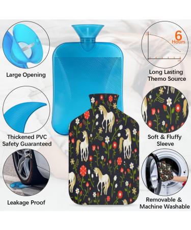 Cozy 2L Heat Bottle with Fluffy Flower Cover | Perfect Hot Water Bottle for Horses & Unicorns | Pain Relief for Back Neck & Shoulders - Buy Online on GoSupps.com