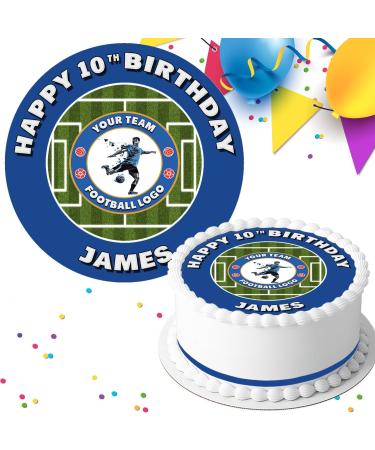 YOUR FOOTBALL TEAM LOGO/COLOUR BIRTHDAY PERSONALISED EDIBLE ICING CAKE TOPPER DECORATION FB067 - Buy Online on GoSupps.com