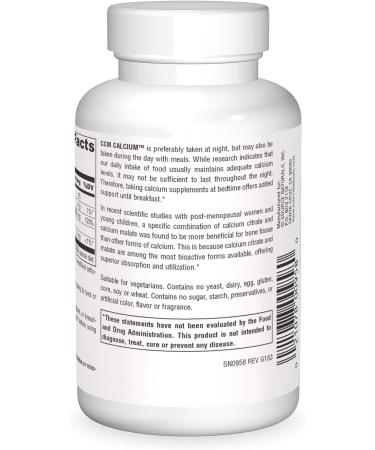 Source Naturals CCM Calcium Citrate/Malate 60 Tabs - Premium Bone Health Supplement - Buy Online on GoSupps.com