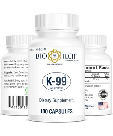 Bio-Tech Pharmacal Potassium Dietary Supplement (K-99 Gluconate 100 Count) 100 Count (Pack of 1)