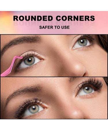 Lash Curler Tweezers Set 2 in 1 Stainless Steel Eyelash Tweezers with Eyelashes Curler Eyelash Applicator Tool for Women Girls Makeup Beginner & Makeup Artist (Pink) - Buy Online on GoSupps.com