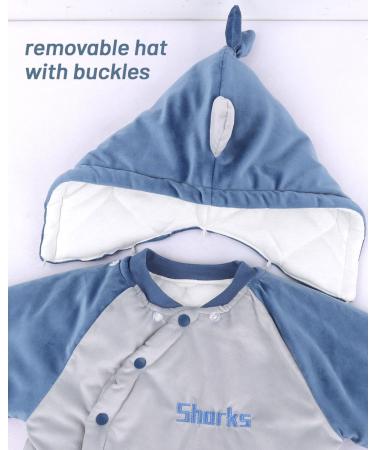 Vine Baby Hooded Romper - Cotton Thicken Jumpsuit Outwear for Boys & Girls - 12 Months, Blue - Buy Online on GoSupps.com