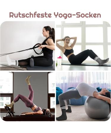 4 Pairs Non-Slip Yoga Socks for Women - Anti-Slip Pilates & Dance Socks (Black Sizes 36-41) - Perfect for Fitness Aerobics & Home Use - Buy Online on GoSupps.com