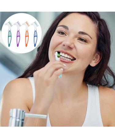 Prosthetic Toothbrush Set - 4 Multi-Layered Denture Brushes for False Teeth | Ergonomic Design & 4 Colors - Buy Online on GoSupps.com