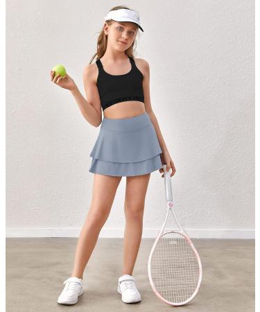 Aurgelmir Girls Pleated Tennis Skirt with Pockets | High Waisted Athletic Golf Skorts for Kids | Blue 13-14 Years - Buy Online on GoSupps.com