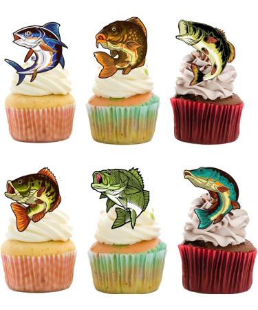 18pcs Fishing Cupcake Toppers for Boys Men Father Big Fish Fishing Cake Decorations Gone Fishing Party Supplies Decorations Glitter Fish Cupcake Toppers - Buy Online on GoSupps.com