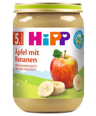HiPP Organic Fruit Apple with Bananas Pack of 6 (6 x 190 g) H 4350 Apples/Bananas 190g Pack of 6 (6 x 190 g) Apples/Bananas