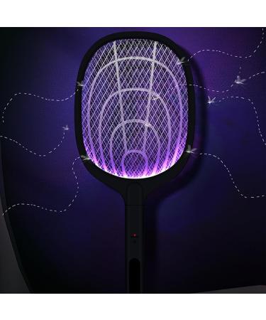 Electric Fly Swatter Racket Powerful Swatter 2 in 1 Electric Fly Killer Rechargeable Killer Lamp Portable Fly Killer Lamp for Indoor and Outdoor (Black) - Buy Online on GoSupps.com