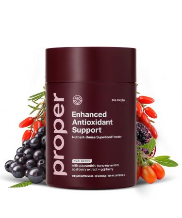 Proper The Purples Nutrient-Dense Superfood Powder - Antioxidant Supplement and Cellular Support Acai Amla Blueberry Vitamin C B Vitamins & More - Enhanced with Prebiotic Fiber & Probiotics
