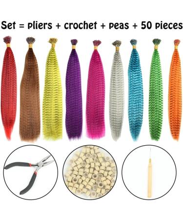 Feather Hair Extension Kit Colored Strands for Hair Feather Extension Synthetic Hairpiece Fake Hair Line Feather Hair Extensions (Color : Suit 9 Size : 16inches) 16inches Suit 9 - Buy Online on GoSupps.com