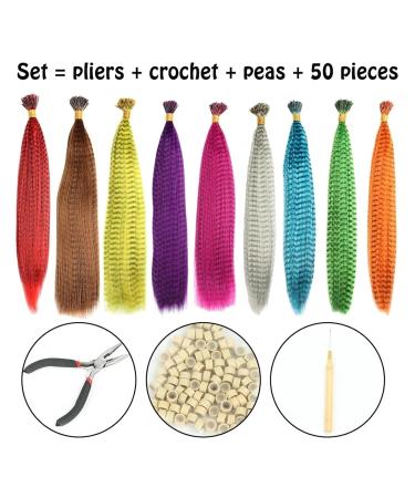 Rainbow Spring Hair Colored Strands - 16 Synthetic Hair Extensions in Color 4 | Vibrant Artificial Hairline - Buy Online on GoSupps.com