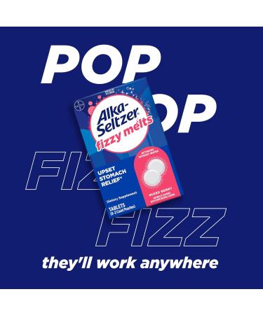 Alka-Seltzer Fizzy Melts, Dissolve on Tongue, No Water Needed, On-The-Go Dietary Supplement Antacid Tablets, for Relief of Occasional Heartburn and Acid Indigestion*, Berry Flavor, 16ct Mixed Berry - Buy Online on GoSupps.com