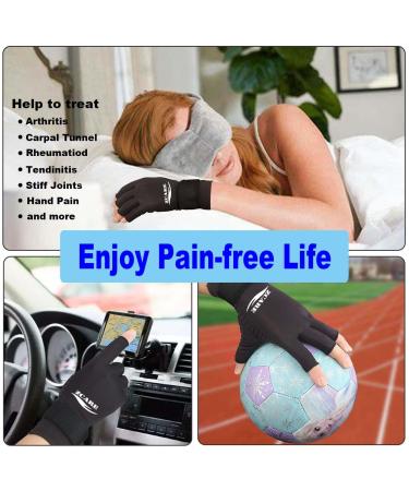 Copper Arthritis Gloves with Adjustable Wrist Strap - 2 Pairs for Men & Women - Pain Relief Compression Gloves for Arthritis, Carpal Tunnel, RSI - Large/X-Large Black - Buy Online on GoSupps.com