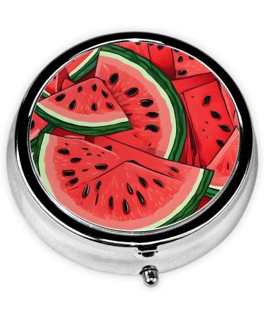 Red Watermelon Round Pill Box | 3 Compartment Portable Organizer for Travel Vitamins & Medications - Buy Online on GoSupps.com