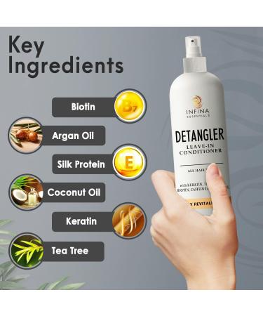 Hair Detangler Spray & Leave-In Conditioner for Women | Nourishes & Detangles Curly & Damaged Hair | 8 fl oz | Fight Frizz & Enhance Shine - Buy Online on GoSupps.com