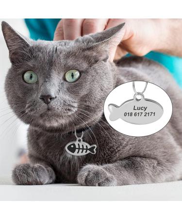 Personalized Stainless Steel Cat ID Pendant Necklace - Engraved Pet Accessories for Kittens & Cats - Unique Fish Design - Buy Online on GoSupps.com
