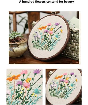 Maydear Stamped Embroidery Kit for Beginners - Cross Stitch Starter Kit with Hoop, Threads, Scissors - Herborist4 - Buy Online on GoSupps.com