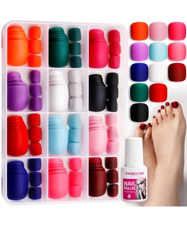12 Packs 288PCS Matte Press on Toe Nails FANDAMEI Short Square Fake Toe Nails Full Cover Acrylic False Toes Nails 12 Solid Color Matte. Artificial Glue-on Fake Toenail for Women Girls Nail Art DIY Pattern-A - Buy Online on GoSupps.com