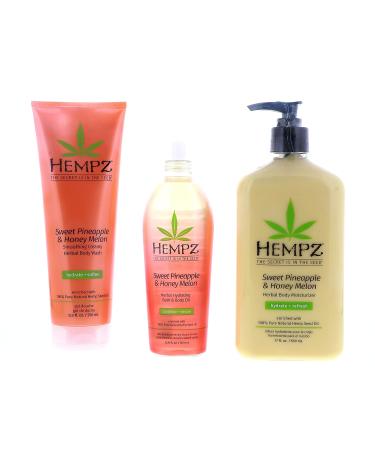 Hempz Sweet Pineapple & Honey Melon Body Moisturizer, Lotion, Wash & Oil Set - Buy Online on GoSupps.com