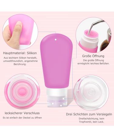 Silicone Travel Bottle Set - Leak-Proof Caps | 3-Piece Set in Blue White & Pink | Airplane Portable Travel Toilets - Buy Online on GoSupps.com