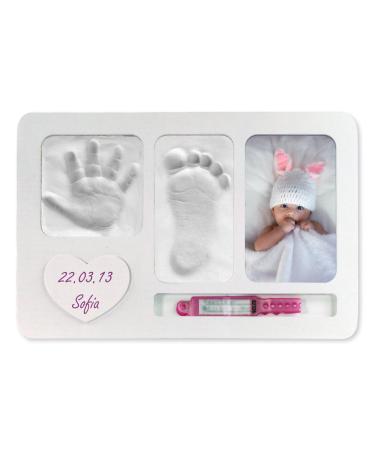 Footprints Frame for babies hand and foot gift ideas for baptism of newborns and girls footprint set for birthdays adaptable picture frames with slit for birth band