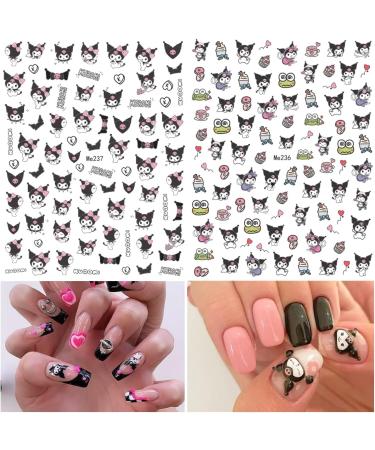 Cute Cartoon Nail Art Stickers Decals - 6 Sheets 3D Self-Adhesive Designer Nail Decals for Women, Kids, & Girls - Manicure Acrylic Nails Decoration - Buy Online on GoSupps.com