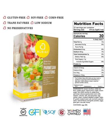 Aleia's Parmesan Croutons 8oz/2 Pack - Gluten Free, Soy Free, Corn Free, Low Sodium - Buy Online on GoSupps.com