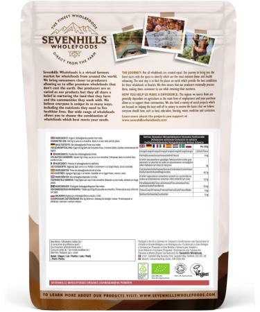Sevenhills Wholefoods Organic Raw Ashwagandha Powder 500g - Pure and Natural - Buy Online on GoSupps.com